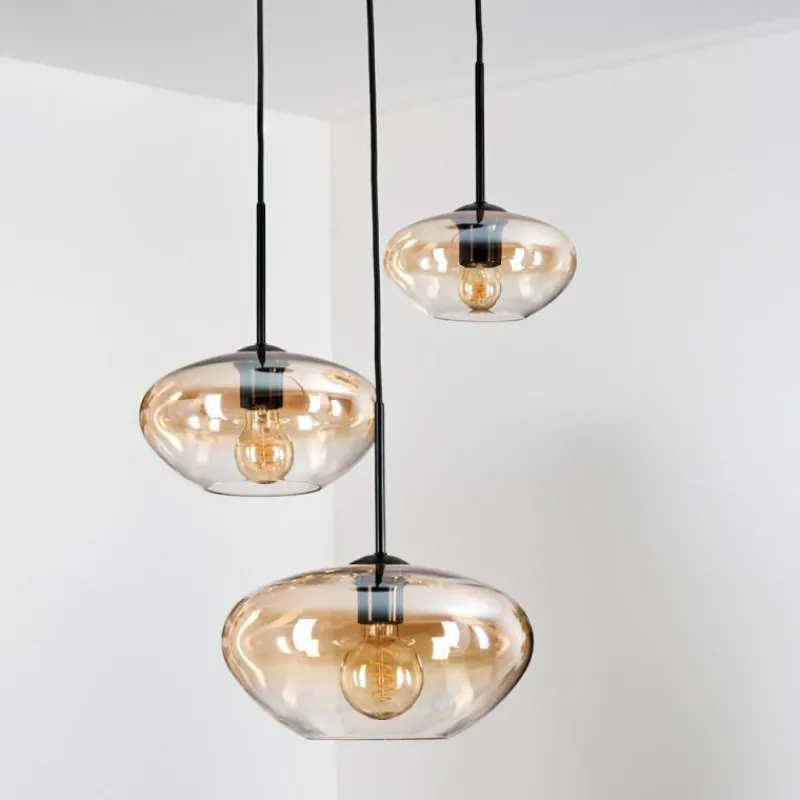 hofstein Mertola Suspension, Boule lumineuse Noir, 3 lumières