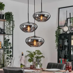 hofstein Mertola Suspension, Boule lumineuse Noir, 3 lumières