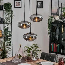 hofstein Mertola Suspension, Boule lumineuse Noir, 3 lumières