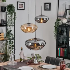 hofstein Mertola Suspension, Boule lumineuse Noir, 3 lumières