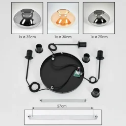 hofstein Mertola Suspension, Boule lumineuse Noir, 3 lumières