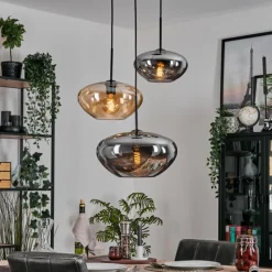 hofstein Mertola Suspension, Boule lumineuse Noir, 3 lumières