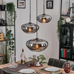 hofstein Mertola Suspension, Boule lumineuse Noir, 3 lumières