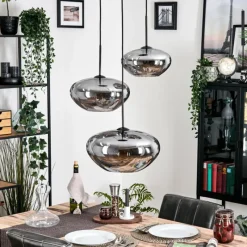 hofstein Mertola Suspension, Boule lumineuse Noir, 3 lumières