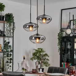 hofstein Mertola Suspension, Boule lumineuse Noir, 3 lumières