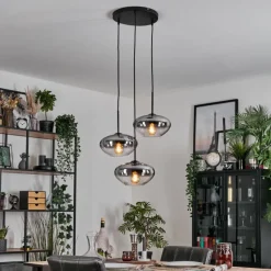 hofstein Mertola Suspension, Boule lumineuse Noir, 3 lumières