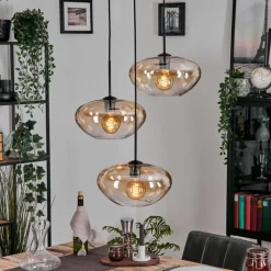 hofstein Mertola Suspension, Boule lumineuse Noir, 3 lumières