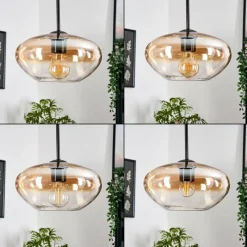 hofstein Mertola Suspension, Boule lumineuse Noir, 3 lumières