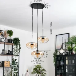 hofstein Mertola Suspension, Boule lumineuse Noir, 3 lumières