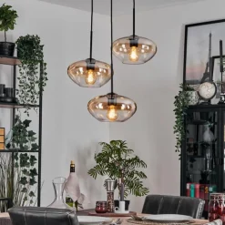 hofstein Mertola Suspension, Boule lumineuse Noir, 3 lumières