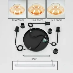 hofstein Mertola Suspension, Boule lumineuse Noir, 3 lumières