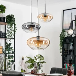 hofstein Mertola Suspension, Boule lumineuse Noir, 3 lumières