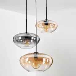 hofstein Mertola Suspension, Boule lumineuse Noir, 3 lumières