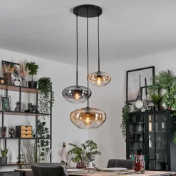 hofstein Mertola Suspension, Boule lumineuse Noir, 3 lumières