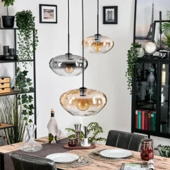 hofstein Mertola Suspension, Boule lumineuse Noir, 3 lumières