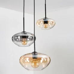 hofstein Mertola Suspension, Boule lumineuse Noir, 3 lumières