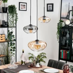 hofstein Mertola Suspension, Boule lumineuse Noir, 3 lumières