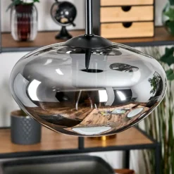 hofstein Mertola Suspension, Boule lumineuse Noir, 3 lumières