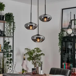 hofstein Mertola Suspension, Boule lumineuse Noir, 3 lumières