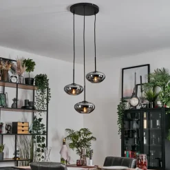 hofstein Mertola Suspension, Boule lumineuse Noir, 3 lumières