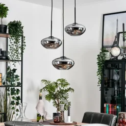 hofstein Mertola Suspension, Boule lumineuse Noir, 3 lumières