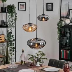 hofstein Mertola Suspension, Boule lumineuse Noir, 3 lumières