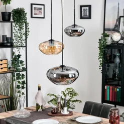 hofstein Mertola Suspension, Boule lumineuse Noir, 3 lumières