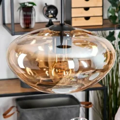 hofstein Mertola Suspension, Boule lumineuse Noir, 3 lumières