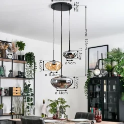 hofstein Mertola Suspension, Boule lumineuse Noir, 3 lumières