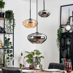 hofstein Mertola Suspension, Boule lumineuse Noir, 3 lumières