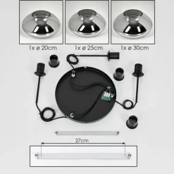 hofstein Mertola Suspension, Boule lumineuse Noir, 3 lumières