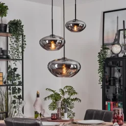 hofstein Mertola Suspension, Boule lumineuse Noir, 3 lumières