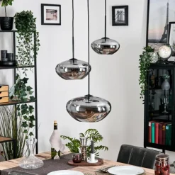 hofstein Mertola Suspension, Boule lumineuse Noir, 3 lumières