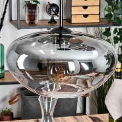 Suspension Verre Fumé-hofstein Mertola Suspension, Boule lumineuse Noir, 3 lumières