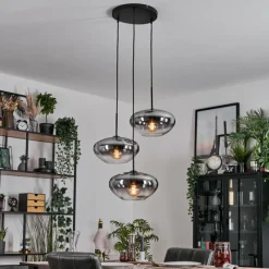 Suspension Verre Fumé-hofstein Mertola Suspension, Boule lumineuse Noir, 3 lumières