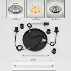 hofstein Mertola Suspension, Boule lumineuse Noir, 3 lumières