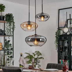 hofstein Mertola Suspension, Boule lumineuse Noir, 3 lumières