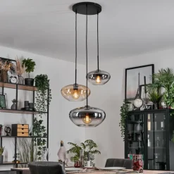 hofstein Mertola Suspension, Boule lumineuse Noir, 3 lumières