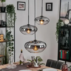 hofstein Mertola Suspension, Boule lumineuse Noir, 3 lumières