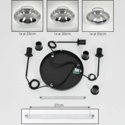 hofstein Mertola Suspension, Boule lumineuse Noir, 3 lumières