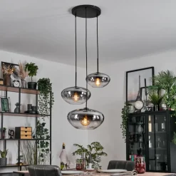 hofstein Mertola Suspension, Boule lumineuse Noir, 3 lumières