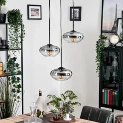 hofstein Mertola Suspension, Boule lumineuse Noir, 3 lumières