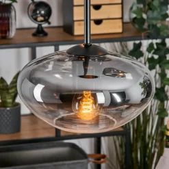 hofstein Mertola Suspension, Boule lumineuse Noir, 3 lumières