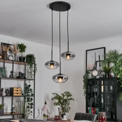 hofstein Mertola Suspension, Boule lumineuse Noir, 3 lumières