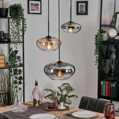 hofstein Mertola Suspension, Boule lumineuse Noir, 3 lumières