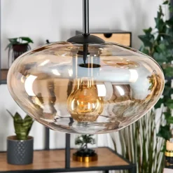 hofstein Mertola Suspension, Boule lumineuse Noir, 3 lumières