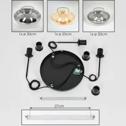 hofstein Mertola Suspension, Boule lumineuse Noir, 3 lumières
