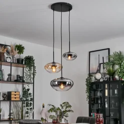 hofstein Mertola Suspension, Boule lumineuse Noir, 3 lumières