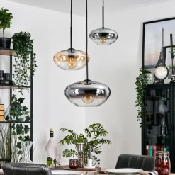 hofstein Mertola Suspension, Boule lumineuse Noir, 3 lumières