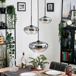 hofstein Mertola Suspension, Boule lumineuse Noir, 3 lumières